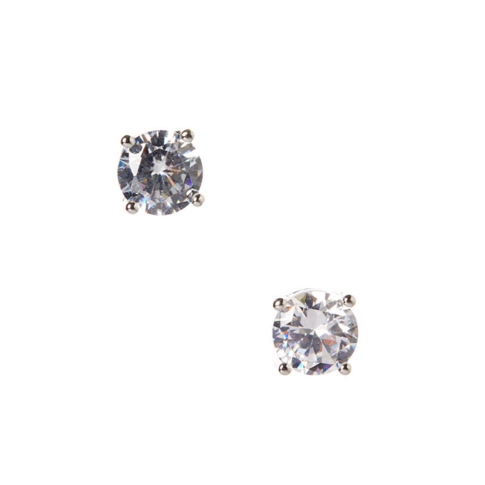 Women's Silver Crystal Large Stud Earrings