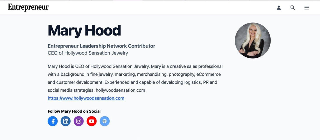 Mary Hood Entrepreneur Leadership Network Contributor CEO of Hollywood Sensation Jewelry