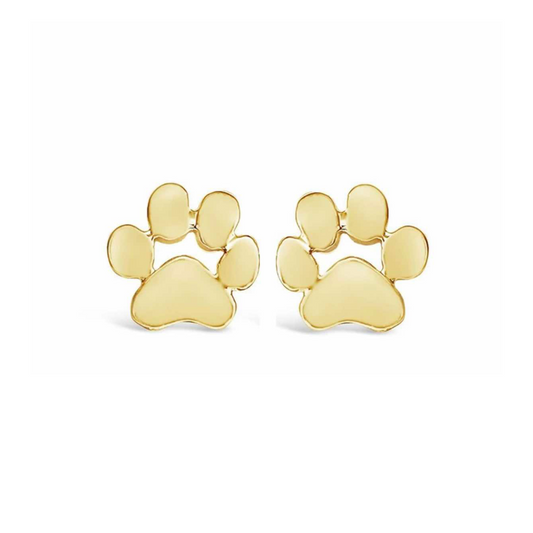 18K Gold-Plated Paw Print Stud Earrings for Pet Lovers - Available in Gold and Silver