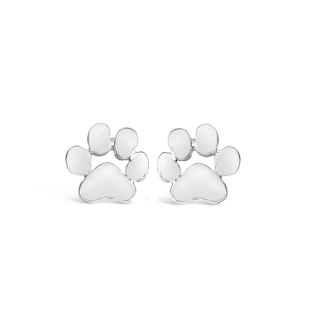 18K Gold-Plated Paw Print Stud Earrings for Pet Lovers - Available in Gold and Silver