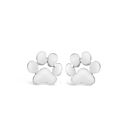 18K Gold-Plated Paw Print Stud Earrings for Pet Lovers - Available in Gold and Silver