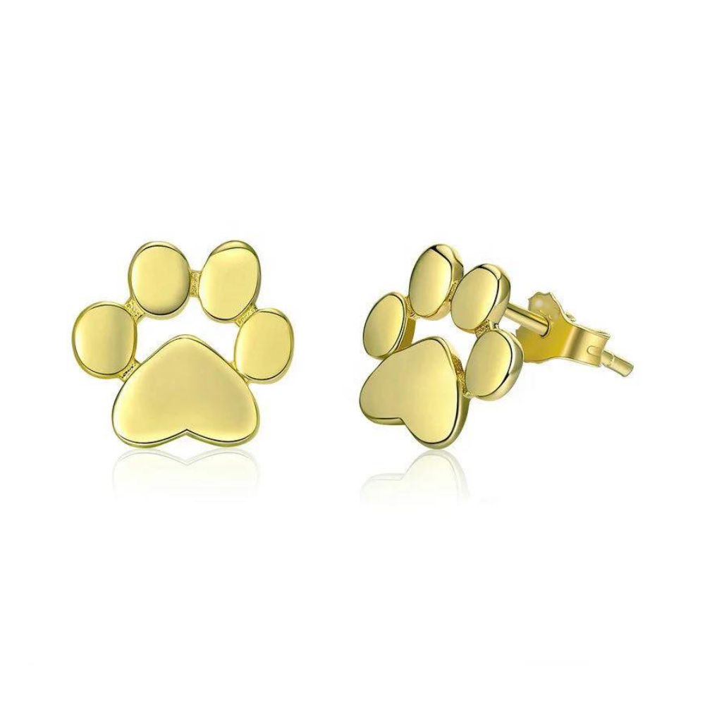 18K Gold-Plated Paw Print Stud Earrings for Pet Lovers - Available in Gold and Silver