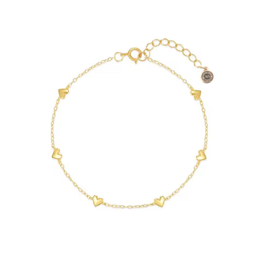 Gold-Plated Sterling Silver Heart Charm Bracelet