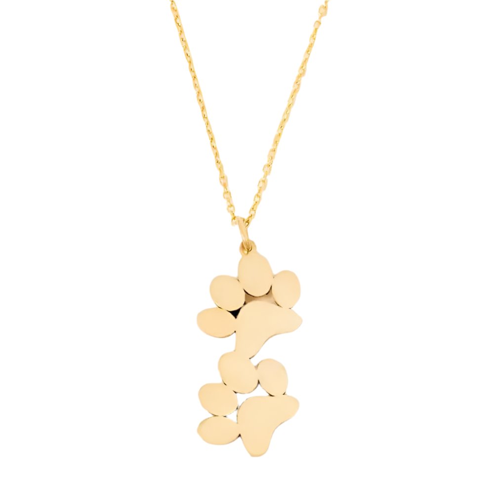 Double Paw Print Gold Plated Necklace - Available in Gold and Silver