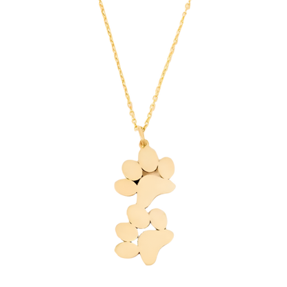 Double Paw Print Gold Plated Necklace - Available in Gold and Silver