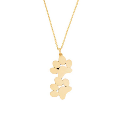 Double Paw Print Gold Plated Necklace - Available in Gold and Silver