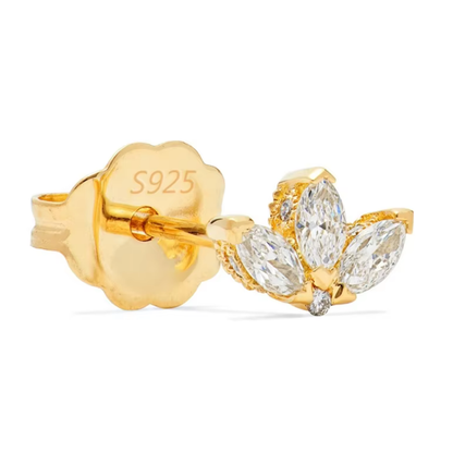 18K Gold Plated Sterling Silver Golden Blossom Studs with Cubic Zirconia