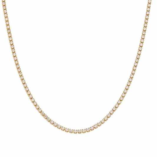 18k Gold Plated Tennis Necklace with AAAAA Cubic Zirconia