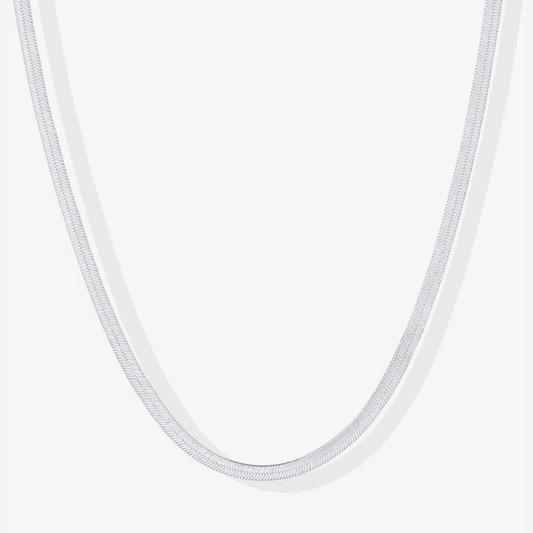 18K White Gold Plated Snake Chain Necklace – Sleek Sophistication & Versatility