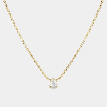 18K Gold Plated Sterling Silver Dainty Cable Chain Necklace with AAAAA Pear Cut Cubic Zirconia Pendant