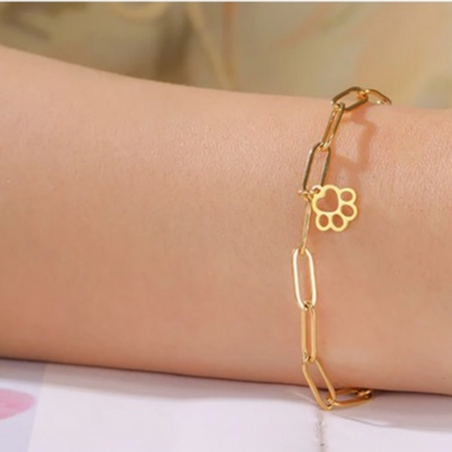 Delicate Paw Print Gold Plated Link Bracelet - Available in Gold and Silver