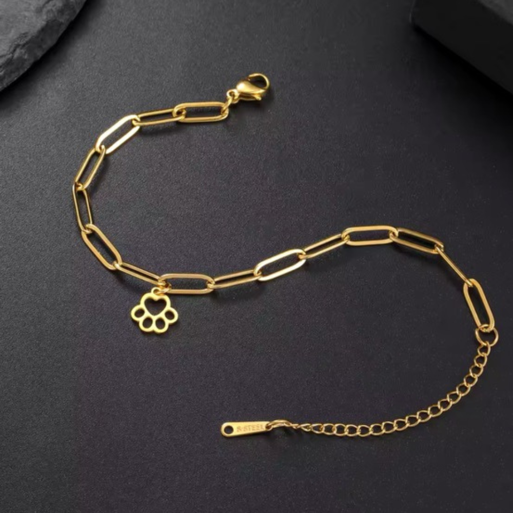 Delicate Paw Print Gold Plated Link Bracelet - Available in Gold and Silver