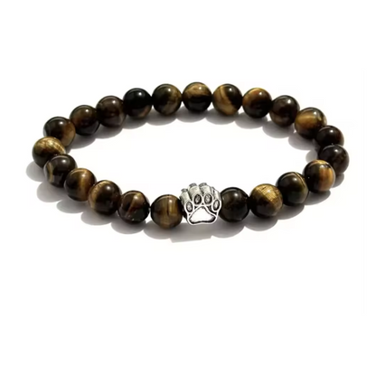 Tiger's Eye Paw Print Charm Bracelet for Animal Lovers