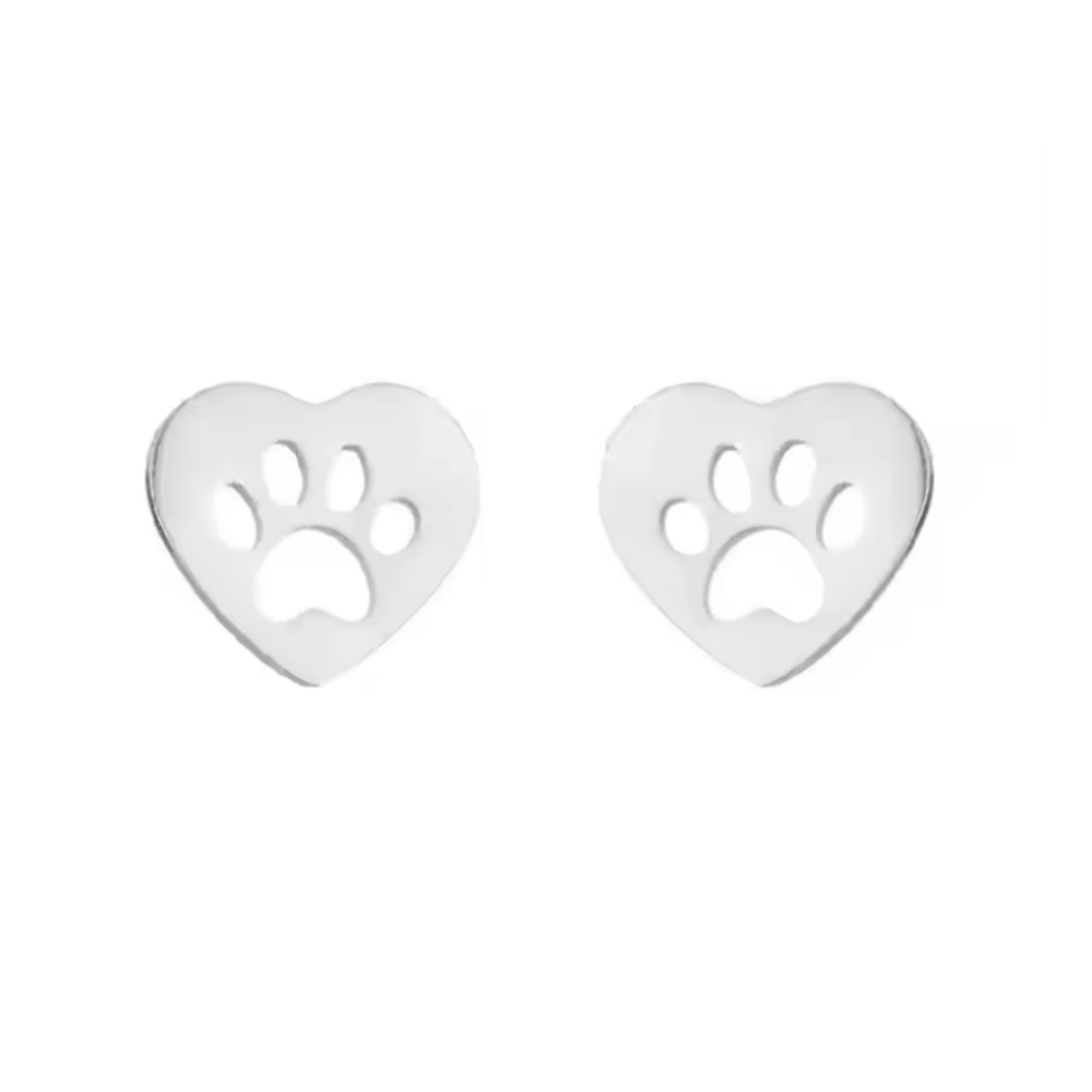 Heart Paw Cutout Gold Plated Earrings - Available in Gold and Silver