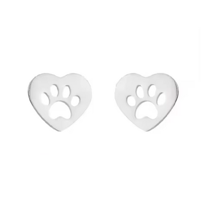 Heart Paw Cutout Gold Plated Earrings - Available in Gold and Silver