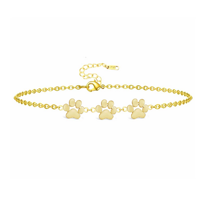 18K Gold Plated Paw Print Bracelet for Pet Lovers - Available in Gold and Silver