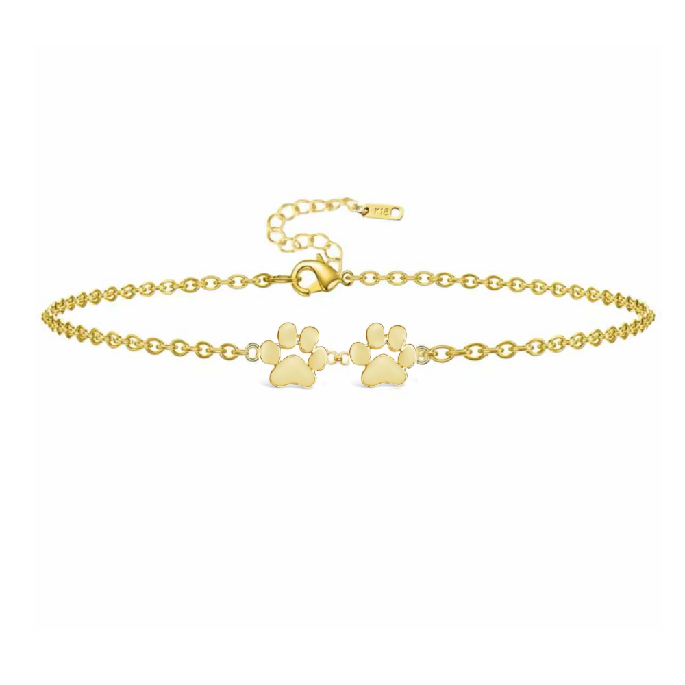 18K Gold Plated Double Paw Print Bracelet - Available in Gold and Silver