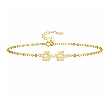 18K Gold Plated Double Paw Print Bracelet - Available in Gold and Silver