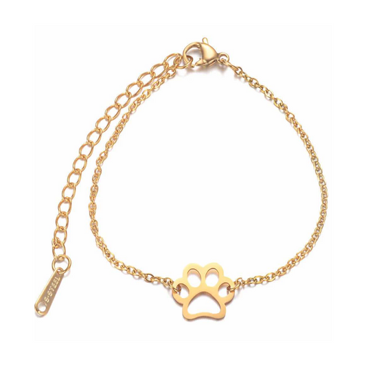 Paw Print Gold Plated Bracelet - Available in Gold and Silver