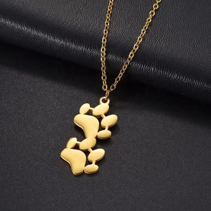 Double Paw Print Gold Plated Necklace - Available in Gold and Silver