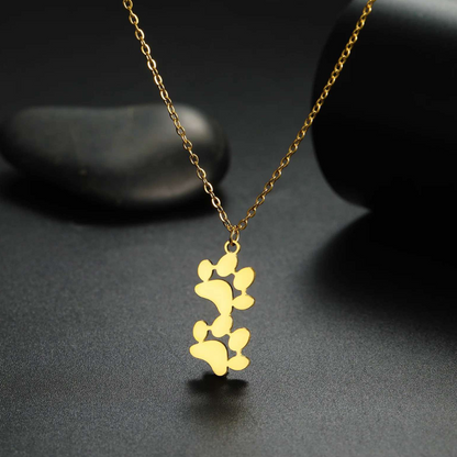 Double Paw Print Gold Plated Necklace - Available in Gold and Silver