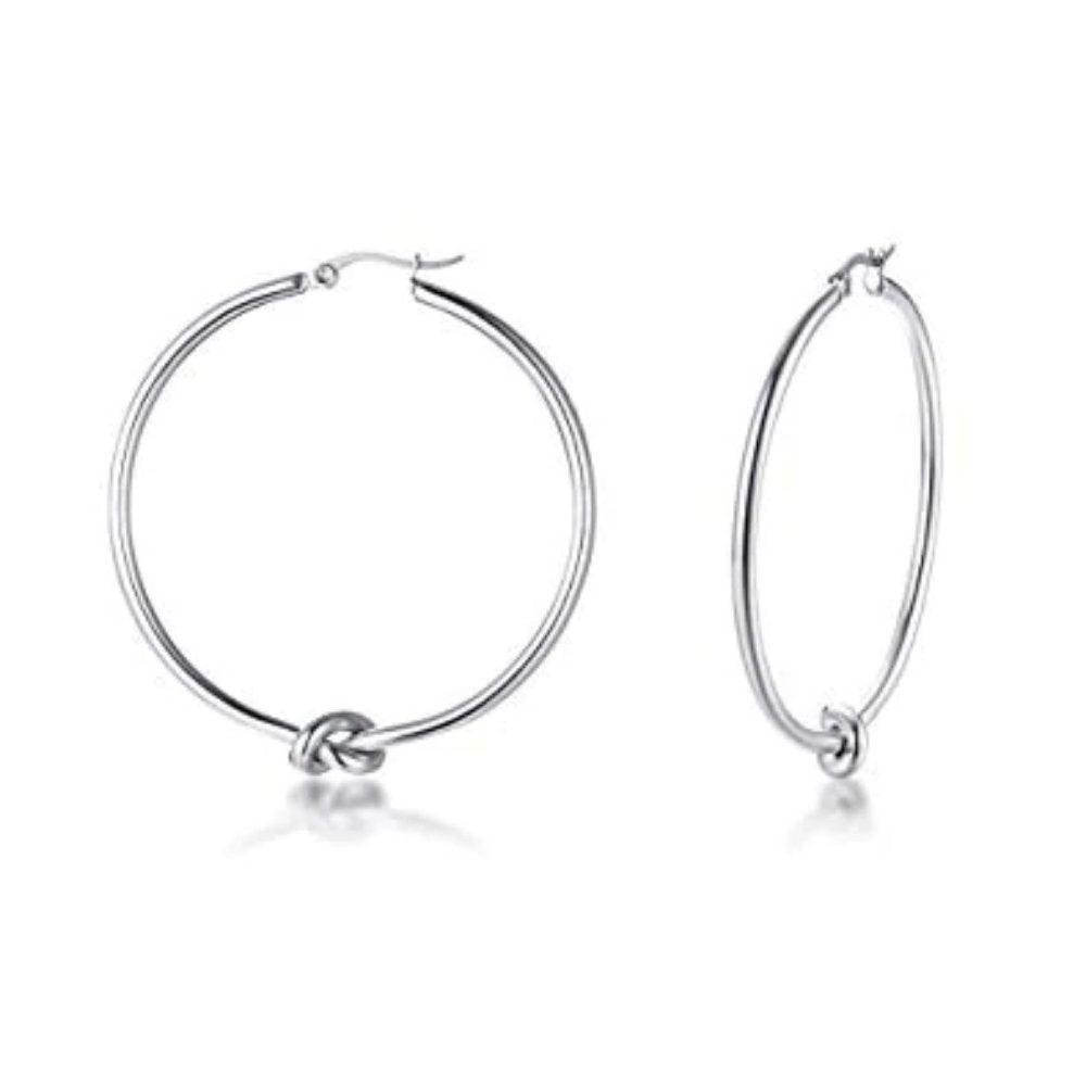 Knot Hoop Earrings Silver