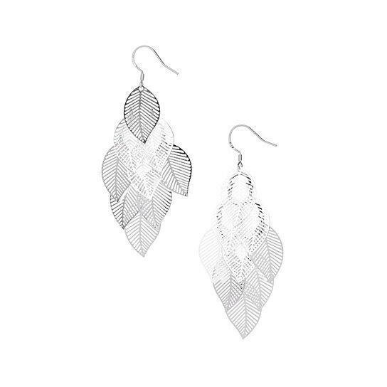 Dainty Triple Leaf Dangle shops Earrings, Sterling Silver Brutalist Triple Leaf Earrings, Leaf Cluster Drop Earrings