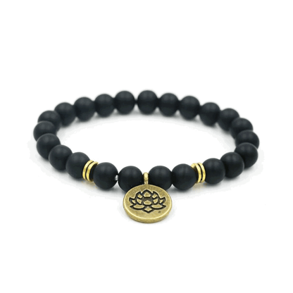 Yoga Bracelet Black Lotus Charm Flower Bracelet