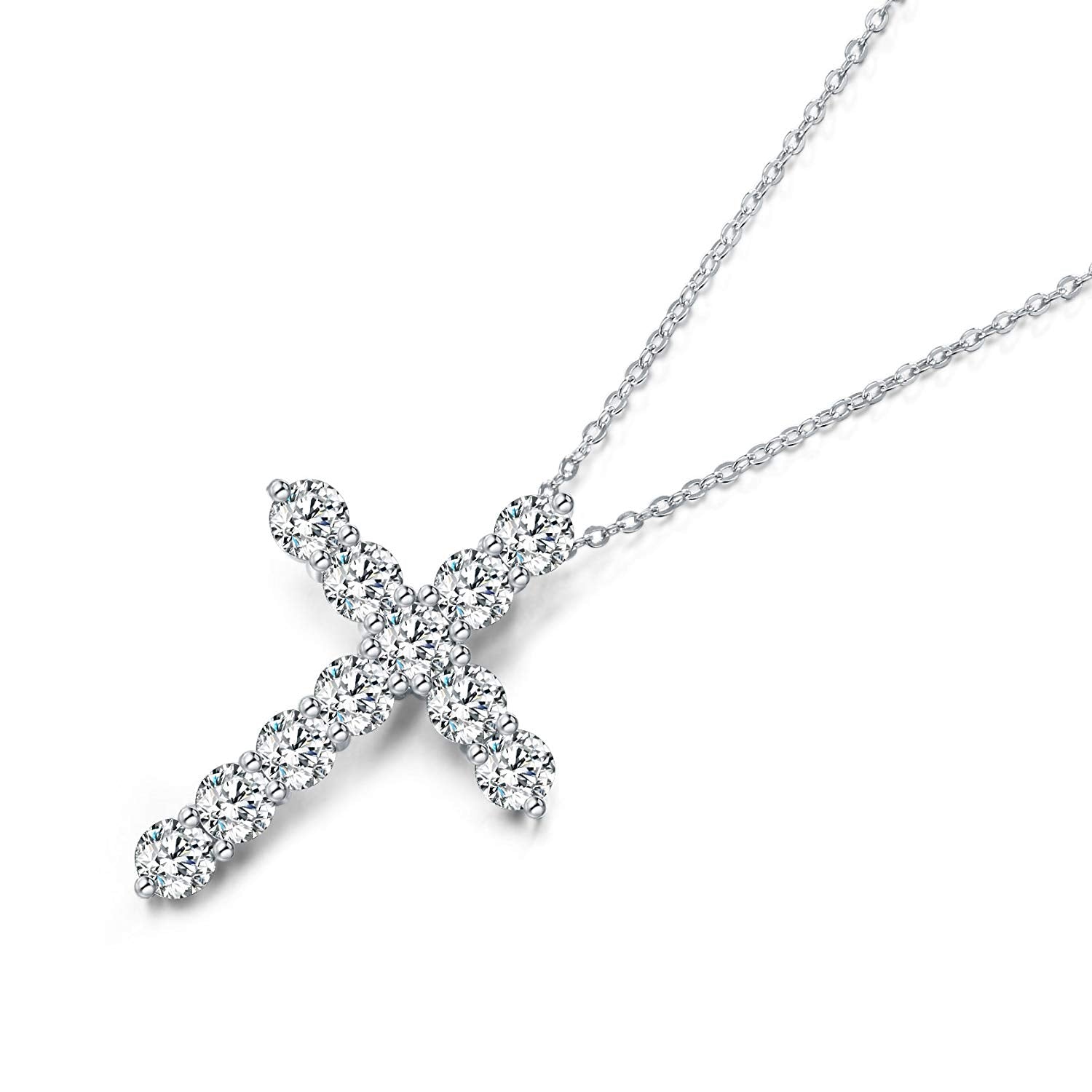 Simply Silver Sterling Silver 925 Cubic Zirconia Cross Pendant Necklace -  Jewellery from Jon Richard UK