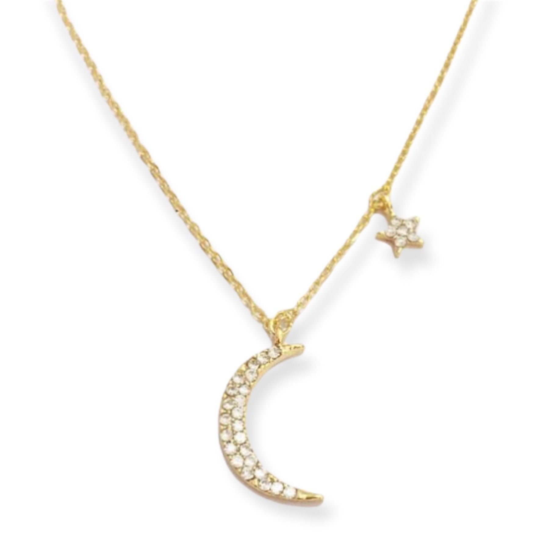 Silver Moon and Star Necklace for Women – Hollywood Sensation®