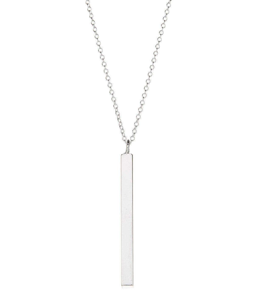 Sterling Silver Bar Necklace Long Silver Necklace Long Bar 